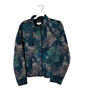 Christopher Banks Blazer Sz L Brocade Tapestry Reversible Black Multicolor Y2K